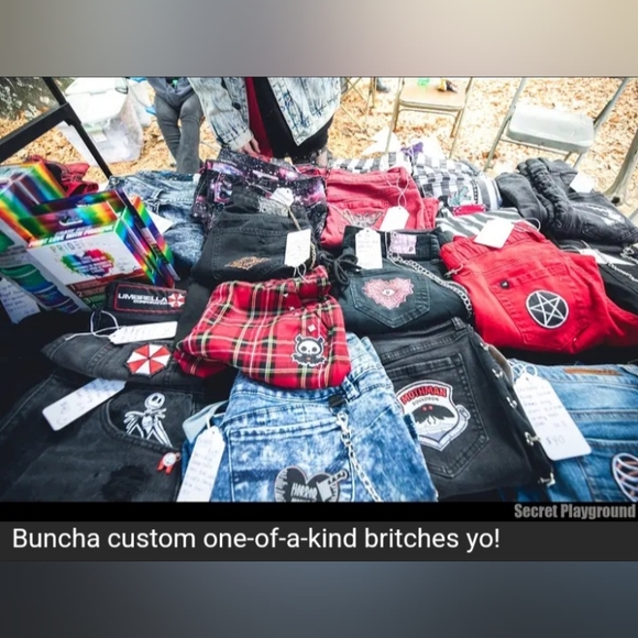 NEW PICS! Custom RAGE Jackets, shorts, skirts & jeans- live festival selling! - Picture 9 of 16